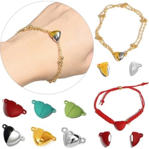 10x Fashionable Heart Magnet Connected Clasps Beads Charms for Jewelry Bracelet Necklace Accessories Buckle Accessories