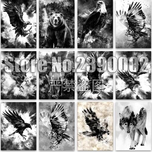 Animals 5d Diy Diamond Painting Stitch Embroidery Mosaic Paintings Elephant Eagle Wolf Full Rhinestone Gifts Handmade Posters