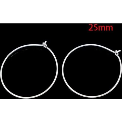 1000 Pcs Silver Plated Earring Hoops Wine Glass Charm Rings Earring Findings Jewelry Making 25mm(W00862T)