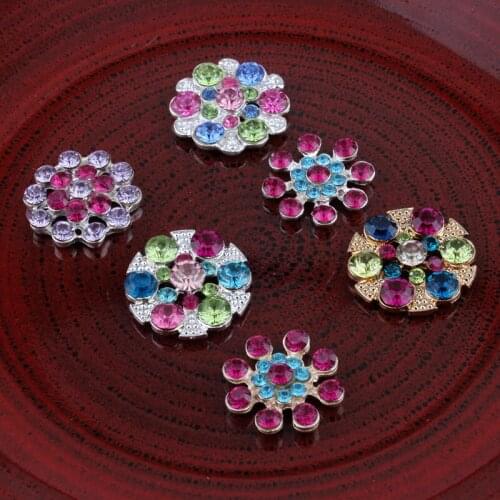 120PCS Vintage flowers/round Colorful Rhinestone Buttons Bling Alloy Crystal Flatback Flower Centre Buttons for Hair accessories