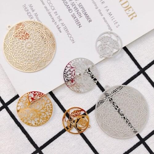 White K Gold Eardrop Accessories Metal Hollow Piece Pendant Earring Necklace Charms Diy Making Material Jewelry Finding 2pcs