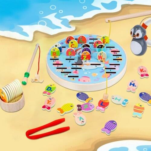 2 in 1 Number Alphabet Fishing Game Toy for 2-4 Years Old Kids Early Development and Education