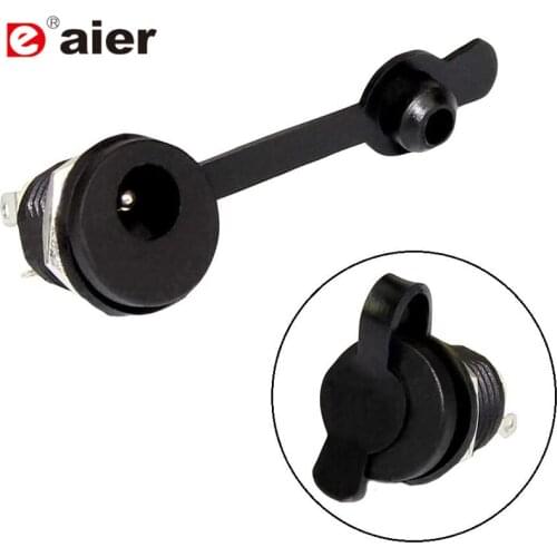 20PCS 2.1mm x5.5mm DC Power Jack Connector Panel Mount Power Socket Female Type with Waterproof Cap