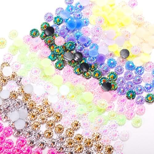 4mm 5mm 6mm Jelly AB Color Resin Round Flower Rhinestones Handicraft Home DIY Decoration Accessories