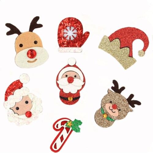 5pcs Glitter Crutches for Christmas Party Hairpin Applique Decor Accessories