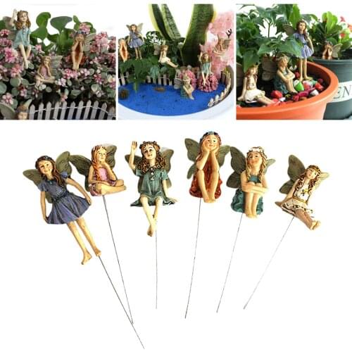 6pcs Mini Resin Flower Fairy Garden Landscape Ornaments Decoration Outdoor Fairy Miniature