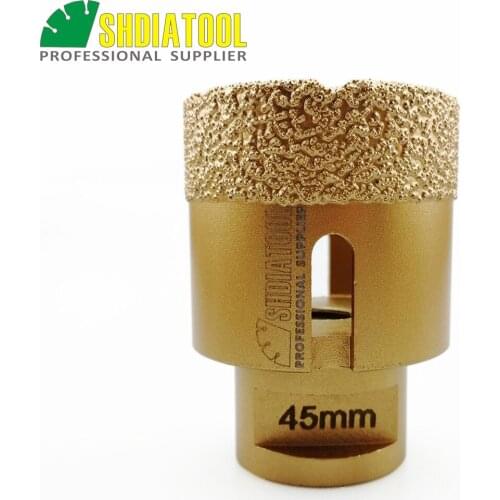 SHDIATOOL 45mm Vacuum brazed diamond drilling core bits with 15MM Diamond height granite marble ceramic hole saw