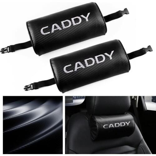 Car styling carbon fiber style Leather headrest soft Neck Pillow For Volkswagen VW CADDY Scirocco CC GOLF Accessories