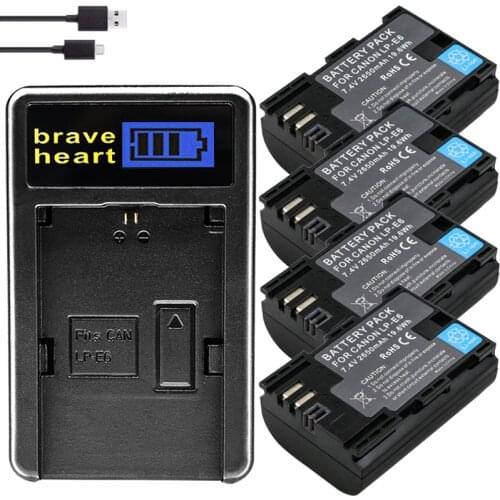 Hot selling 2x 2650mAh LP-E6 LP E6 LPE6 Camera Battery pack For Canon 5D Mark II III 7D 60D EOS 6D 70D 80D for canon accessories