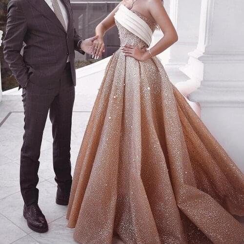 Sparkly Gradient Sequin Sweep Train Prom Dresses Frills with Masquerade Ball Gowns Strapless 2020 Sweet Evening Dresses