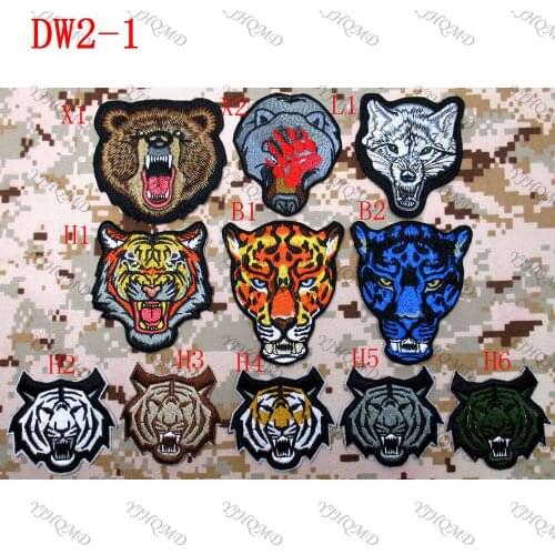 Animal Leopard Tiger Bear Wolf Morale Tactical Military Combat Embroidery patch Hook and Loop