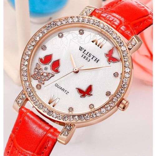Luxury Leather Womens Watch Brand Fashion Business Korean Ladies Wrist Watch Luxury Diamond Quartz Watch Top In Linen Style