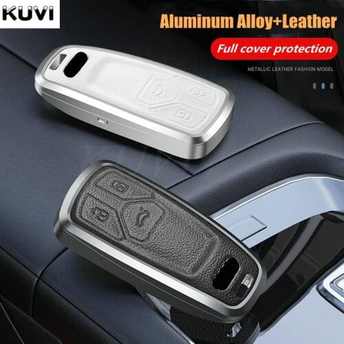 Alloy Leather Car Remote Key Cover Case Shell For Audi A4 B9 A5 A6L A6 S4 S5 S7 8W Q7 4M Q5 TT TTS RS Coupe Styling Accessories