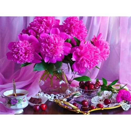 Flowers DIY Cross Stitch 11CT Embroidery Kits Needlework Craft Set Printed Canvas Cotton Thread Home Decoration Sell