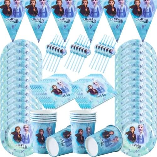 Disney Frozen birthday anniversaire party decorations disposable party tableware for baby girl favor party supplies suit