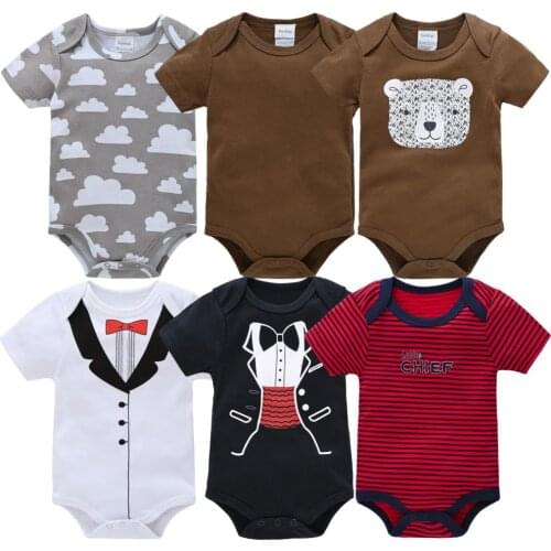 Roupas de bebe Cartoon Newborn Baby Boy Bodysuits Summer 0-12M Unisex Infant Girl Onesies 100%Cotton Unicorn Baby Boy Clothes