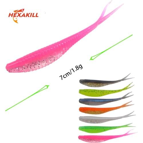 Hexakill 3pcs/lot 10pcs/lot 7cm 1.8g Worm Soft Lures Artificial Fishing Baits Wobbler Carp Fishing Tackle Shad silicone