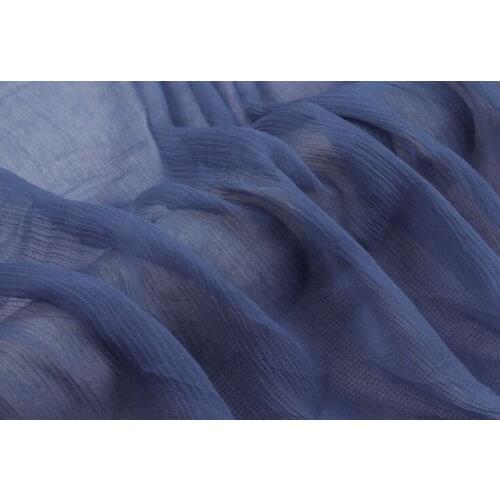 Howmay 100% pure silk fabric crinkle georgette 5m/m 135cm 51" blue purple 161# lightweight soft tulle for scarf or dress