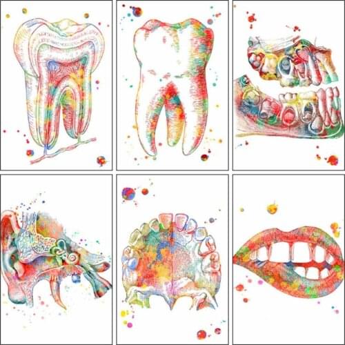 FIYO 5D DIY Full Square/Round Diamond Tooth Mouth Ear Diamond Painting Embroidery Cross Stitch Mosaic Home Decor Hanging Picture