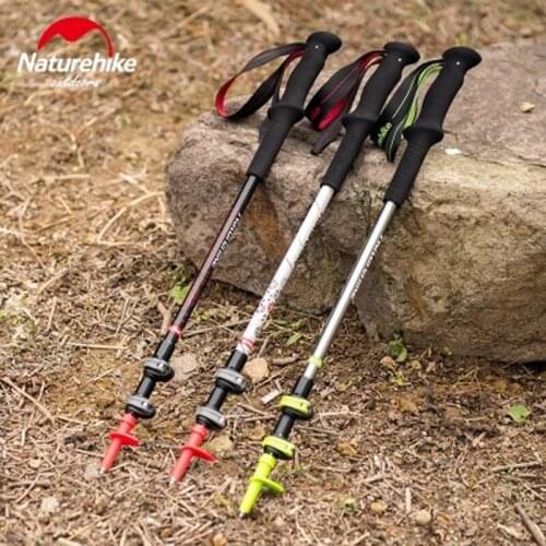 2pc Naturehike Ultralight adjustable Trekking Poles with Cork Grip Hiking Walking Sticks come with Tungsten Tips and Flip Locks