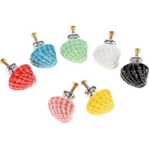 1Pc Creative Conch Shell Furniture Door Pull Handle Ceramic+Zinc Alloy Child Room Cupboard Drawer Kitchen Cabinet Knobs &Handles