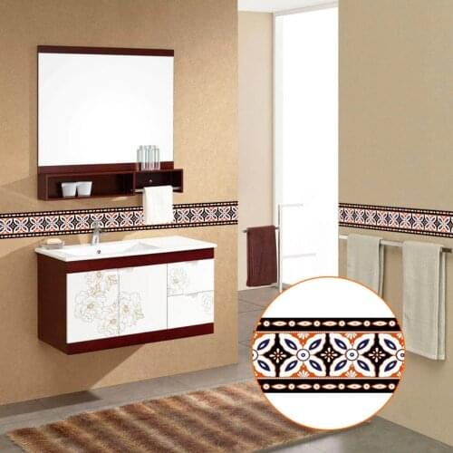 Creative Self Adhesive Baseboard LivingRoom Bathroom RetroMulticolor X-typ Pattern Waterproof Art Waistline Wallpaper YX006