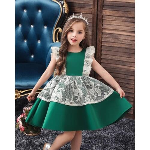 Little Girls Lace Princess Dress for Birthday Party Kids Green Ball Gown Dresses Children Clothes Baby Girl Evening Gown Costume