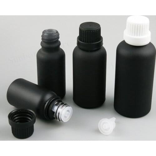 5ml 10ml 15ml 20ml 30ml 50ml 100ml Small Empty Shiny Matte black Boston Round Container Glass Essential oil Liquid Bottle 20PCS