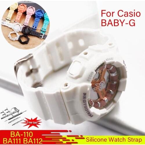 Matte Silicone Watch Strap for Casio BABY-G BA-110 112 111 Case Strap Kit Replacement Modified Watch Band Accessories with Tools