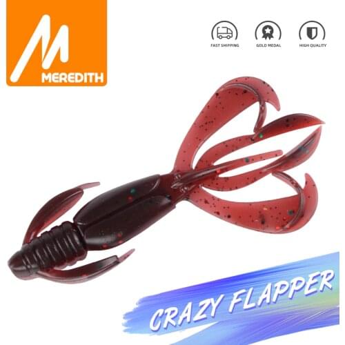 MEREDITH 70mm 90mm Crazy Flapper Fishing Soft Lures Silicone Baits Shrimp Bass Carp Fishing Lures Swimbait Jigging leurre souple