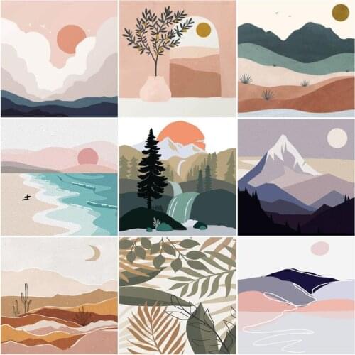 RUOPOTY 20x20cm Frame Diy Painting By Numbers For Kids Cartoon Modern Mountain Picture By Numbers Diy Gift For Home Decors