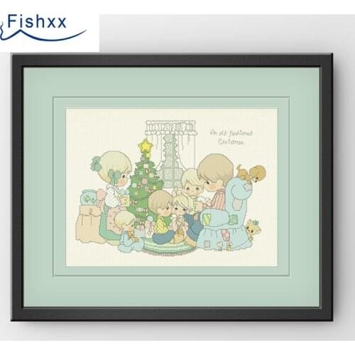 Fishxx Cross Stitch 14CT Kit European Style ChildrenS Bedroom Paintings H126 Christmas Tree Whole Family Safe Night