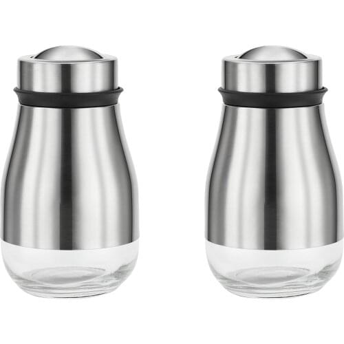 2pcs Shaker Stainless Steel Bottles Barbecue Powder Dispenser Dredge Kitchen Tool Pepper Salt Sugar With Adjustable Pour Holes
