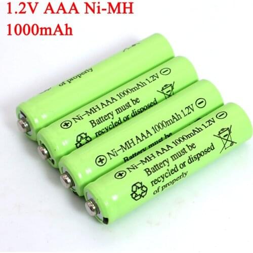 1.2v NI-Mh AAA Batteries 1000mAh Rechargeable ni mh Battery 1.2V Ni-Mh aaa For Electric remote Control car Toy RC ues