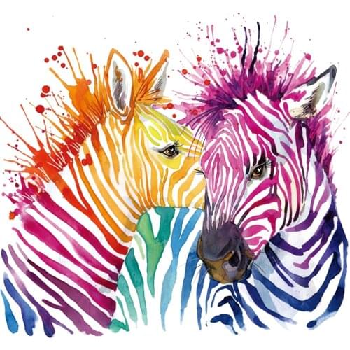 New Double Zebras Patch Set for Boy Clothes Thermal Iron Transfer Patches Colorful Washable Stickers Heat Press Applique