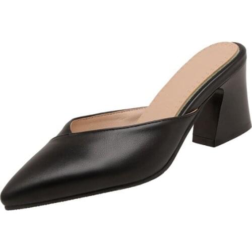 Big Size Pointed thick heel shoes ladies high heels women shoes woman pumps