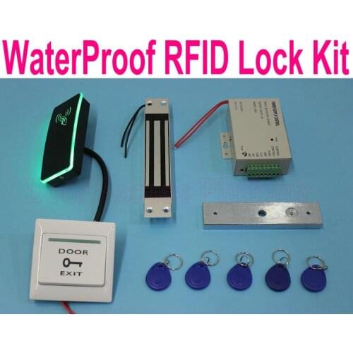 Outdoor2,000 user rfid card access controller machine with door inbuilt frame magnetic lock+exit button+power supply+keytag+card