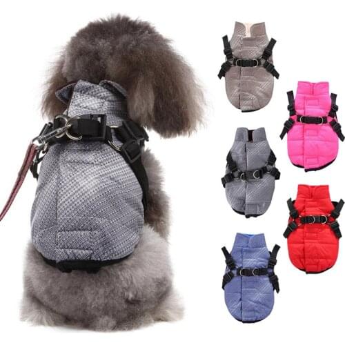 Pet Windbreaker Warm Winter Dog Clothes Dogs Jacket Harness Vest Puppy Vest Pet Dog Down Coat Yorkies Chihuahua Clothing Outfit