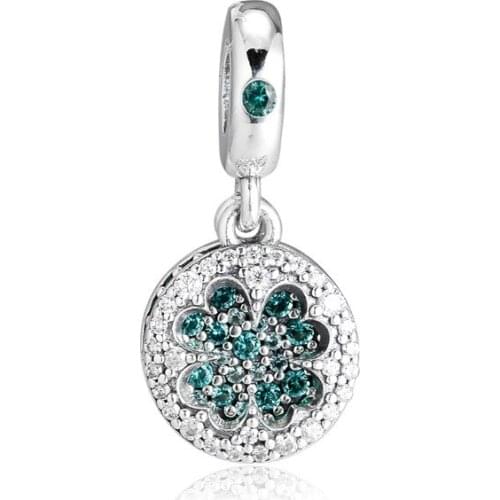 Fits European Charm Bracelets Dazzling Lucky Four-Leaf Clover Charm Sterling Silver Jewelry For Woman Beads For Jewelry Making