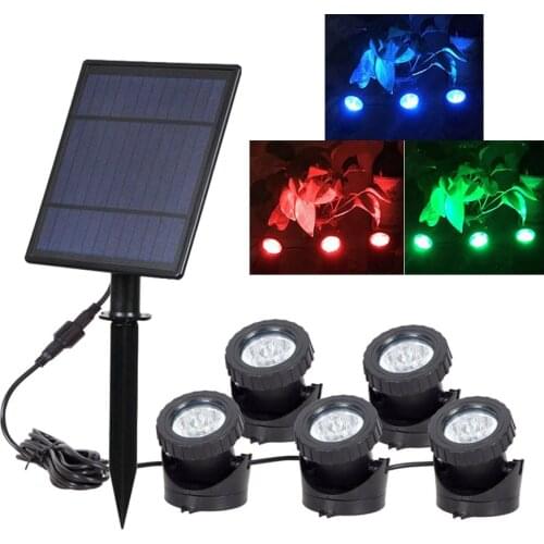 5 IN 1 Underwater Solar Light IP68 Waterproof RGB Submersible Spotlight Swimming Pool Fountain Pond Aquarium Lamps