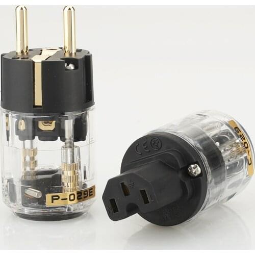 Hi End Pair P029E+C029 EU Power Plug IEC Female Power Connector for audio power cable