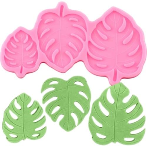 Monstera Leave Silicone Molds DIY Party Fondant Cake Decorating Tools Chocolate Cupcake Topper Mould Candy Polymer Clay Moulds