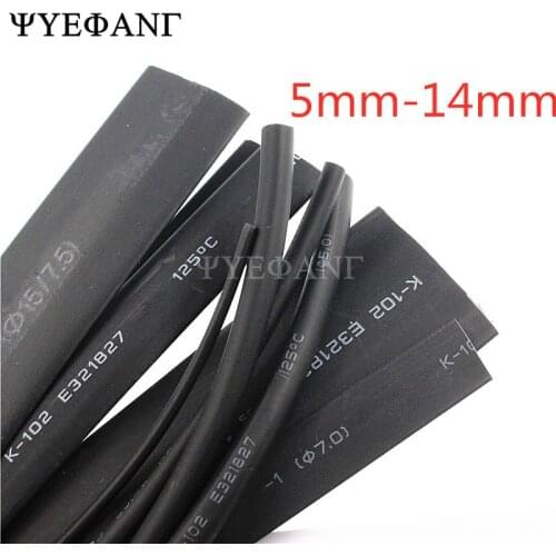 1meter Heat Shrink Tube 2:1 Black 5mm 6mm 7mm 8mm 9mm 10mm 11mm 12mm 13mm 14mm Wire Heatshrink Tubing Tube