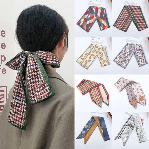 4pcs Hot Sale Vintage Women Printed Bowknot Hair Ties Fashion Girls Cloth Scarf Lady Waistband Headband Hair Styling Accessories