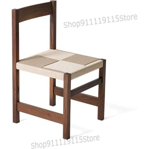 Woven Armchair Black Walnut Cherry Wood Table Chair Dining Chair Living Room Study Solid Wood Furniture
