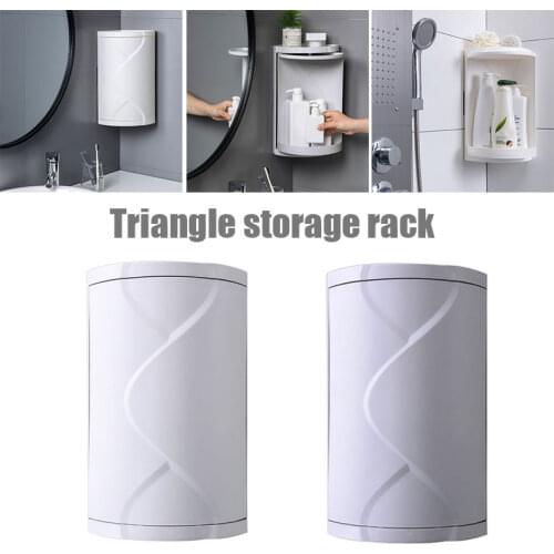 Bathroom Rotating Triangle Storage Rack Rotating Multi-Function Organizer Plastic Shelf Dustproof Waterproof Corner Rack can CSV
