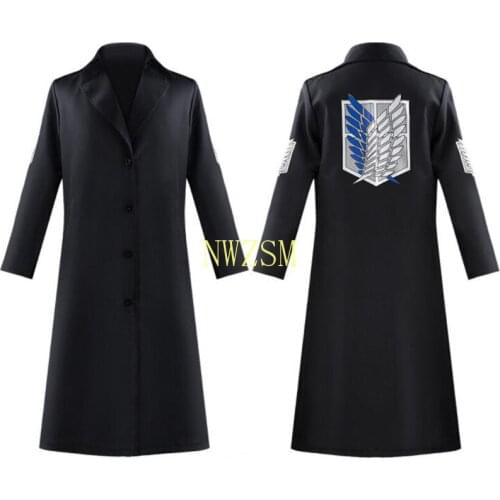 Japanese Anime Attack On Titan Windcheater Shingeki No Kyojin Scouting Legion Costume Cosplay Halloween Black Cloak Cape