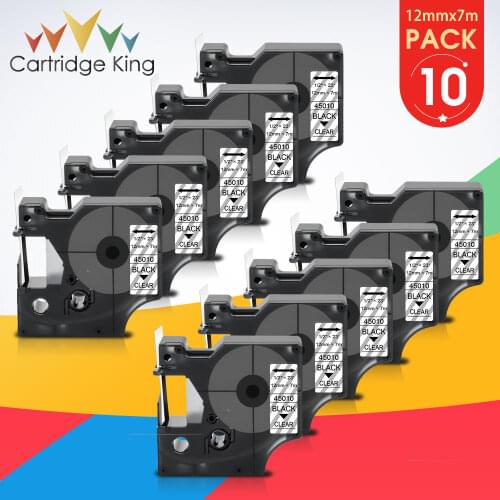 10PK Compatible 45010 DYMO Label Tape Compatible for Dymo D1 45013 LM160 LM280 LM420P Label Printer 12mm 45010 Ribbon Cassette