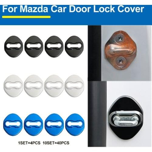 4pcs 40pcs Car Decoration Stainless Steel Car Door Lock Covers Protecting For CX-5 CX-7 CX-9 RX8 1 2 3 4 7 MPV MX5 Accessory