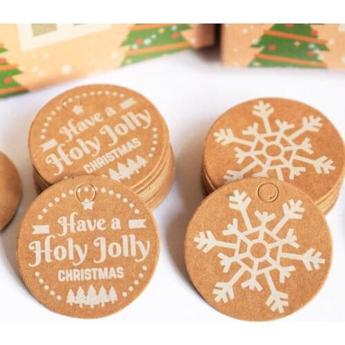 50/200Pcs Set Christmas Kraft Paper Gift Tags Scallop Label Luggage Blank + Strings Multipurpose High Quality